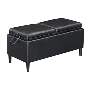 Pemberly Row Modern Storage Ottoman with Trays in Blue Fabric