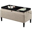 Pemberly Row Modern Storage Ottoman with Trays in Cream Fabric