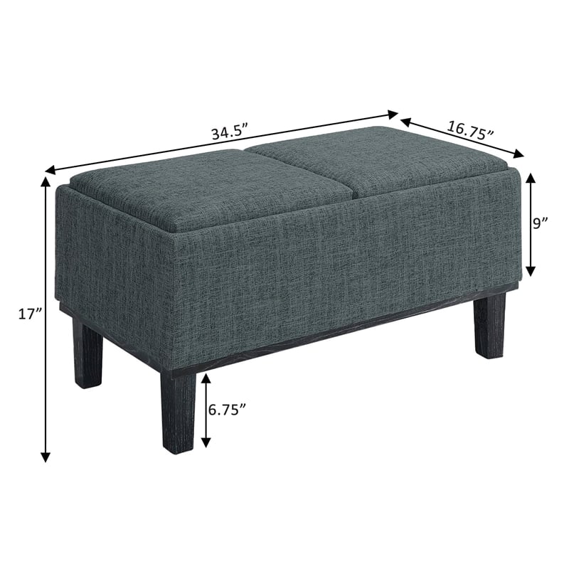Pemberly Row Modern / Contemporary Ottoman in Gray Linen Fabric