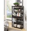 Pemberly Row 5 Tier Bookcase with Drawer in Black Wood Finish