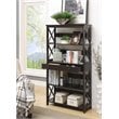 Pemberly Row 5 Tier Bookcase with Drawer in Black Wood Finish