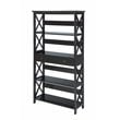 Pemberly Row 5 Tier Bookcase with Drawer in Black Wood Finish
