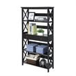 Pemberly Row 5 Tier Bookcase with Drawer in Black Wood Finish