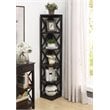 Pemberly Row Five-Tier Corner Bookcase in Espresso Wood Finish