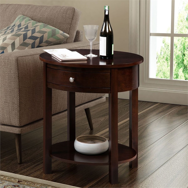 Pemberly Row Modern / Contemporary End Table in Espresso Wood Finish