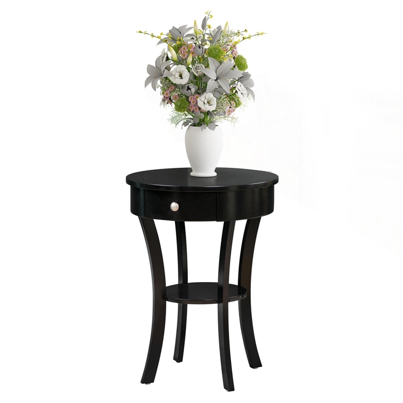 Pemberly Row Modern / Contemporary End Table in Black Wood Finish
