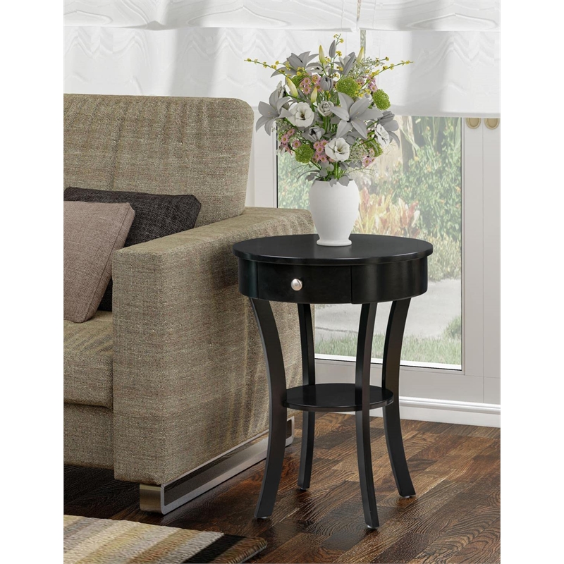 Pemberly Row Modern / Contemporary End Table in Black Wood Finish
