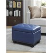 Pemberly Row Modern Storage Ottoman in Blue Faux Leather Fabric