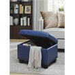 Pemberly Row Modern Storage Ottoman in Blue Faux Leather Fabric