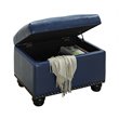 Pemberly Row Modern Storage Ottoman in Blue Faux Leather Fabric