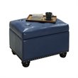 Pemberly Row Modern Storage Ottoman in Blue Faux Leather Fabric