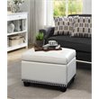 Pemberly Row Storage Ottoman in Ivory White Faux Leather Fabric