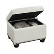 Pemberly Row Storage Ottoman in Ivory White Faux Leather Fabric