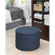 Pemberly Row Modern / Contemporary Round Shoe Ottoman in Blue Fabric