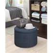 Pemberly Row Modern / Contemporary Round Shoe Ottoman in Blue Fabric