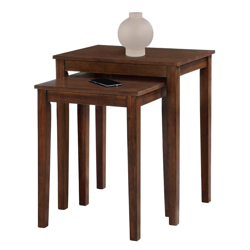 Pemberly Row Contemporary Nesting End Tables in Espresso Wood