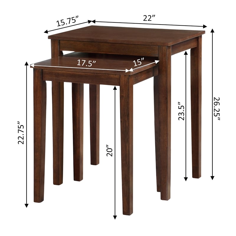 Pemberly Row Contemporary Nesting End Tables in Espresso Wood
