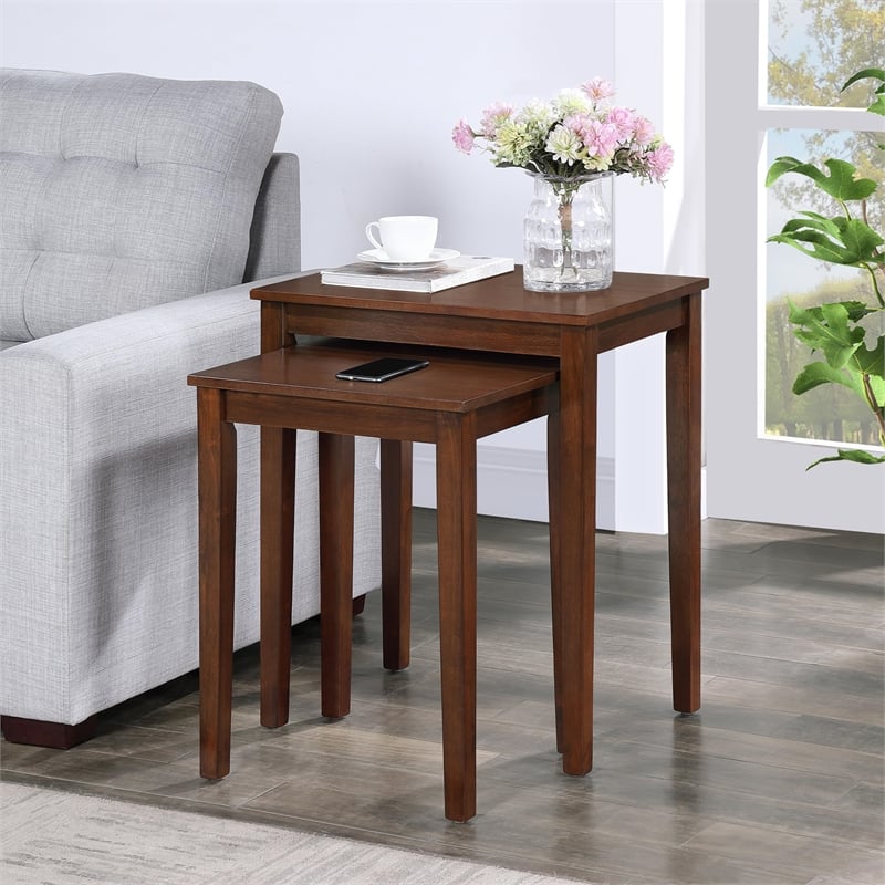 Pemberly Row Contemporary Nesting End Tables in Espresso Wood