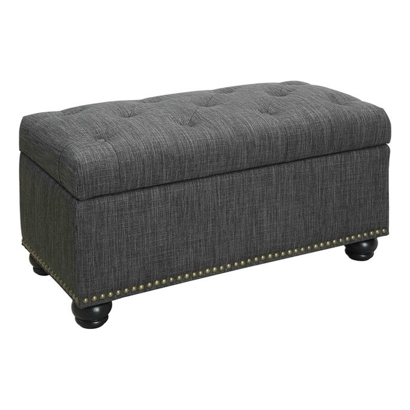 Pemberly Row Modern / Contemporary Storage Ottoman in Gray Fabric