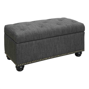 Pemberly Row Modern / Contemporary Storage Ottoman in Gray Fabric
