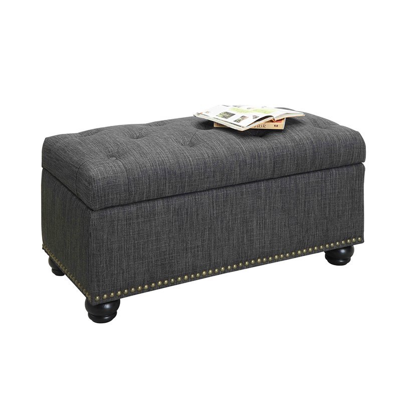 Pemberly Row Modern / Contemporary Storage Ottoman in Gray Fabric