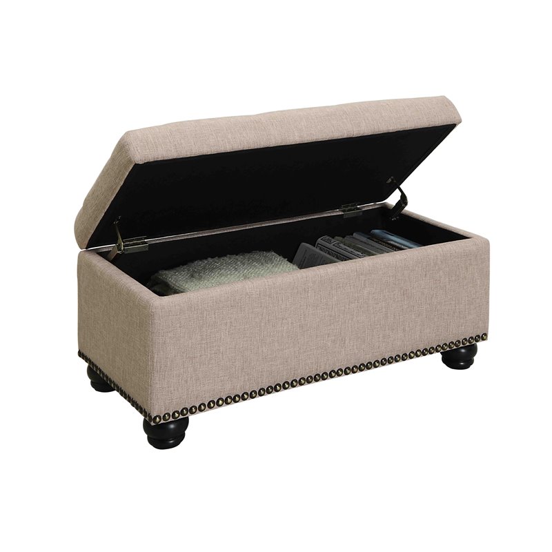 Pemberly Row Modern / Contemporary Storage Ottoman in Tan Fabric