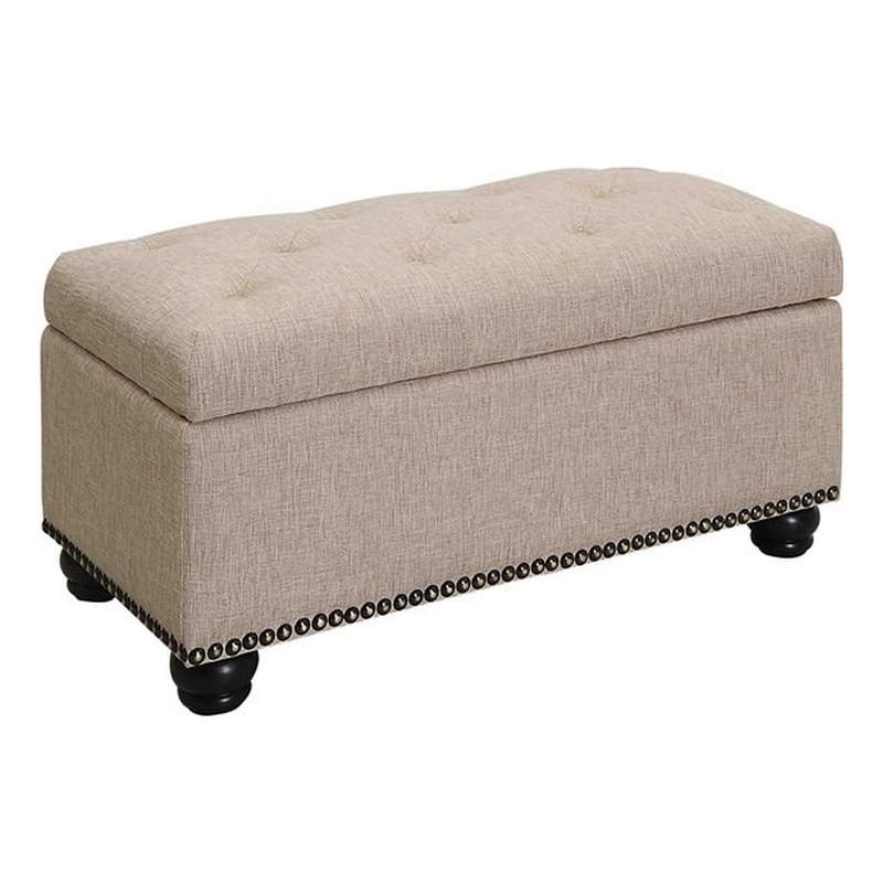 Pemberly Row Modern / Contemporary Storage Ottoman in Tan Fabric