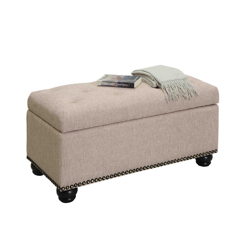 Pemberly Row Modern / Contemporary Storage Ottoman in Tan Fabric