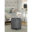 Pemberly Row Round Accent Storage Ottoman in Gray Faux Leather Fabric