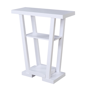 Pemberly Row Contemporary V Console Table in White Wood Finish