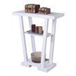 Pemberly Row Contemporary V Console Table in White Wood Finish