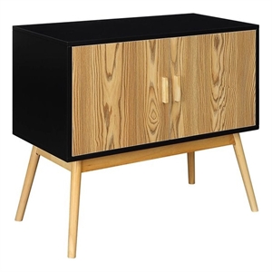 pemberly row storage console in natural and black wood finish