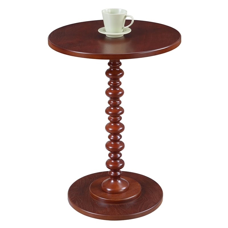 Pemberly Row Contemporary Spindle Table in Mahogany Wood Finish