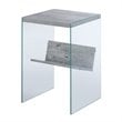 Pemberly Row End Table in Gray Faux Birch Wood Finish and Glass