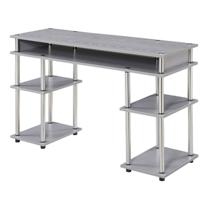 Pemberly Row No Tools Student Desk in Light Gray Wood Finish
