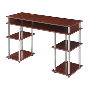 Pemberly Row Modern No-Tools Student Desk in Cherry Wood Finish