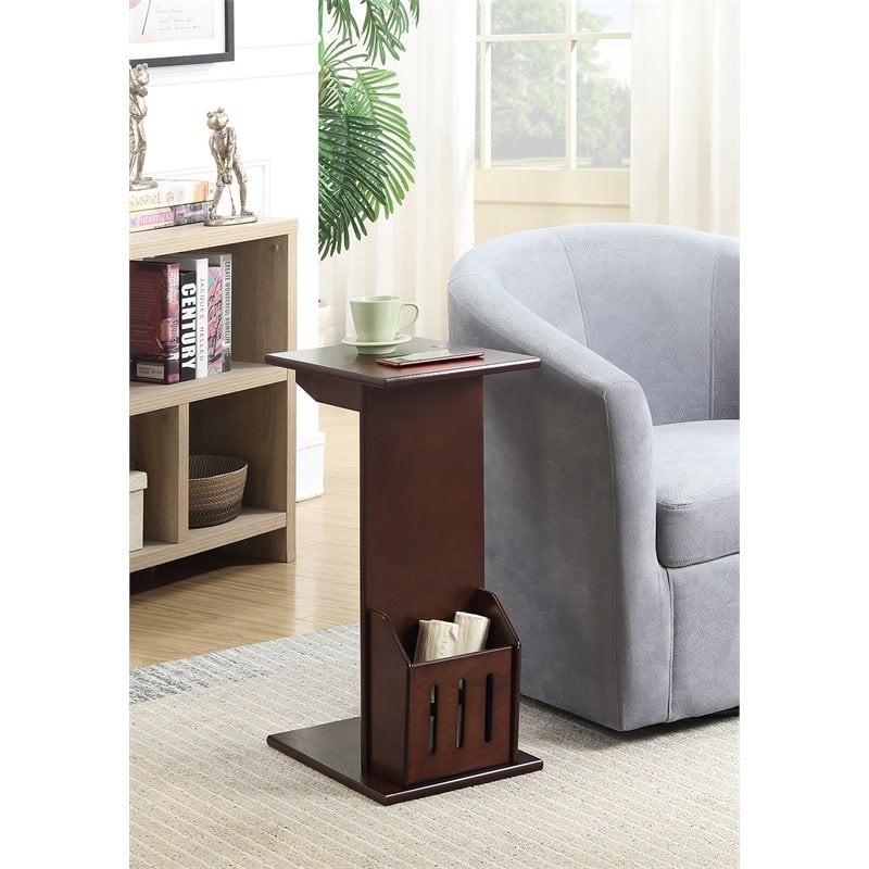 Pemberly Row Contemporary Magazine C End Table in Espresso Wood