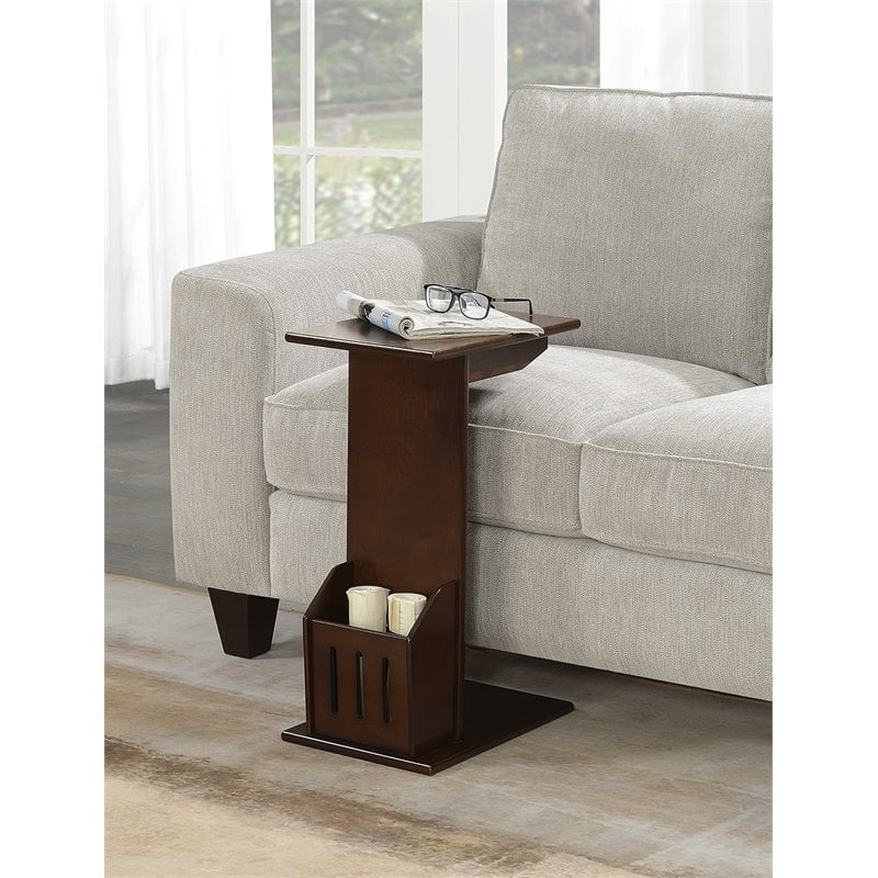 Pemberly Row Contemporary Magazine C End Table in Espresso Wood