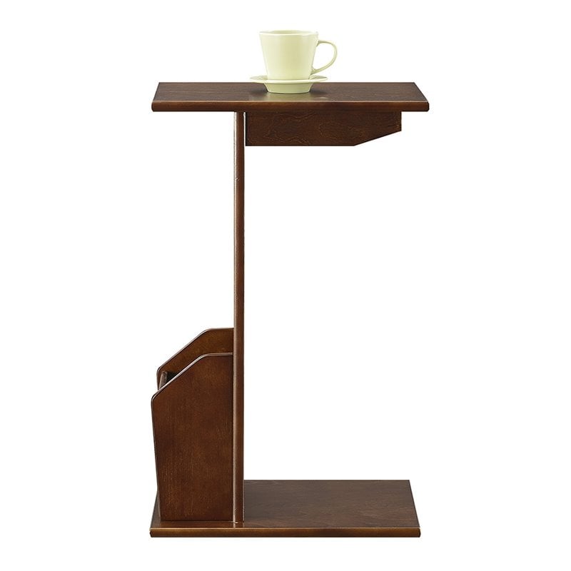 Pemberly Row Contemporary Magazine C End Table in Espresso Wood