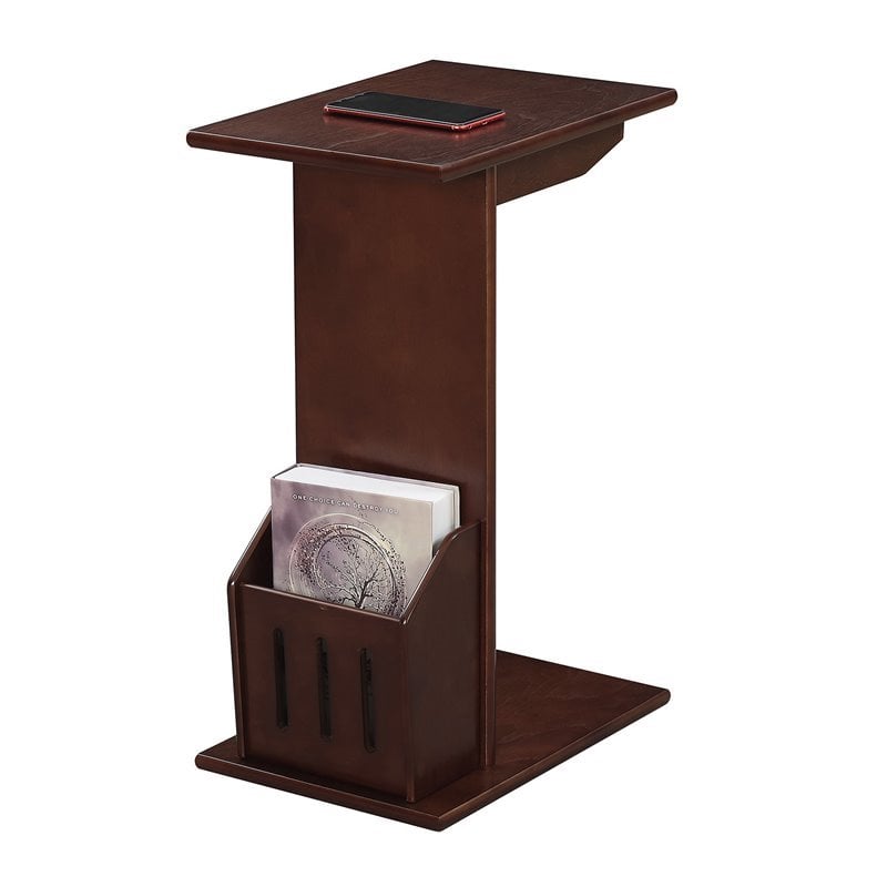 Pemberly Row Contemporary Magazine C End Table in Espresso Wood