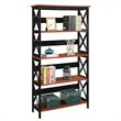 Pemberly Row Five-Tier Bookcase in Cherry and Black Wood Finish