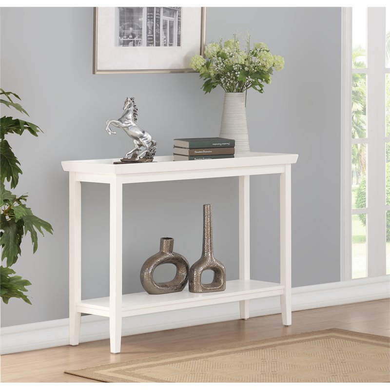 Pemberly Row Contemporary Console Table in White Wood Finish