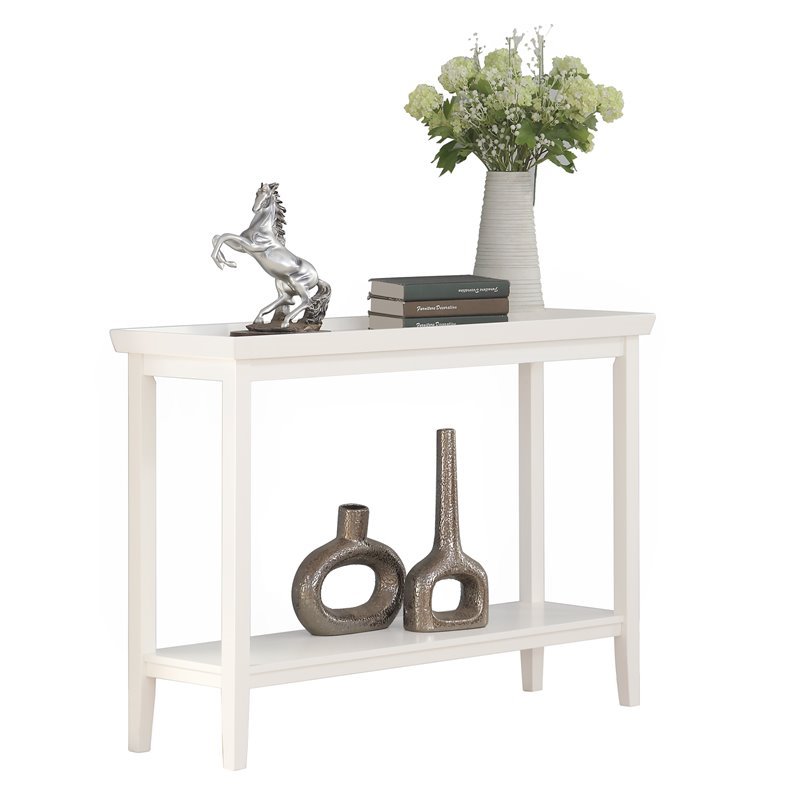 Pemberly Row Contemporary Console Table in White Wood Finish