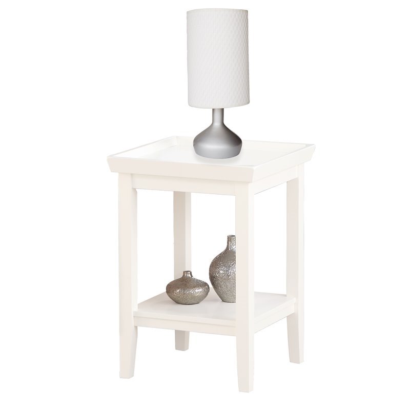 Pemberly Row Contemporary Square End Table in White Wood Finish