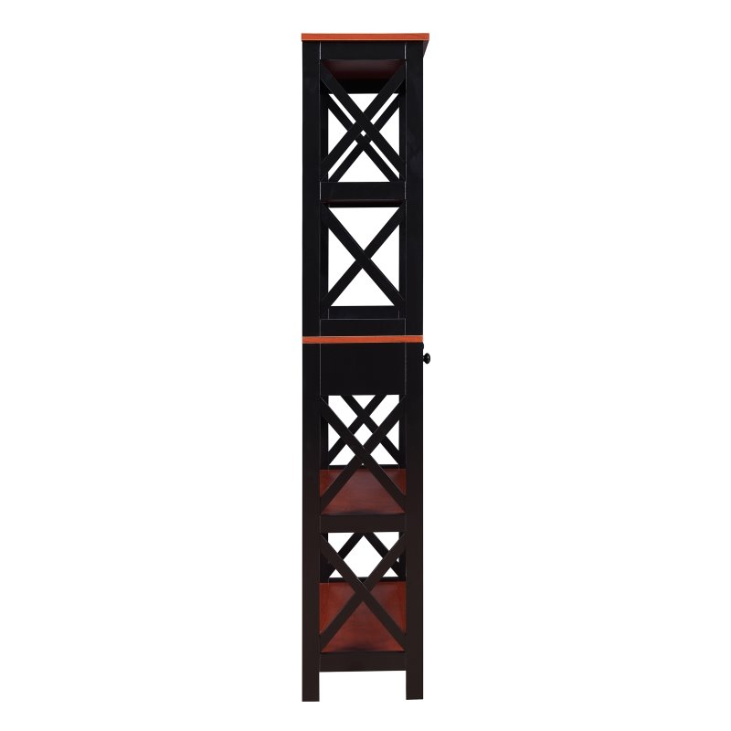 Pemberly Row Five-Tier Bookcase in Cherry and Black Wood Finish