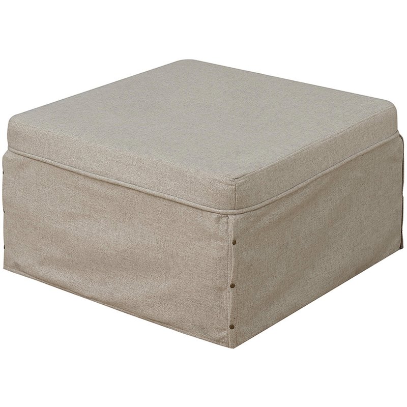Pemberly Row Modern Twin Folding Bed Ottoman in Beige Fabric