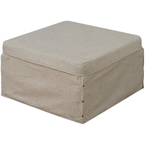 Pemberly Row Modern Twin Folding Bed Ottoman in Beige Fabric