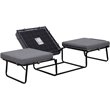 Pemberly Row Contemporary Twin Folding Bed Ottoman in Gray Fabric