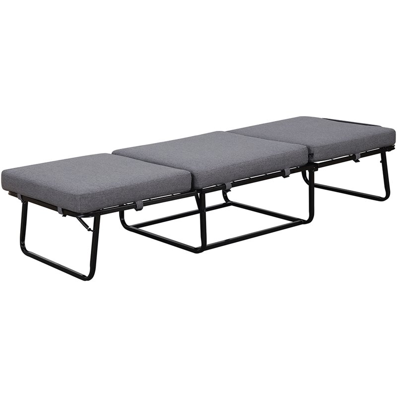 Pemberly Row Contemporary Twin Folding Bed Ottoman in Gray Fabric