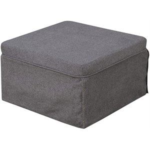 Pemberly Row Contemporary Twin Folding Bed Ottoman in Gray Fabric